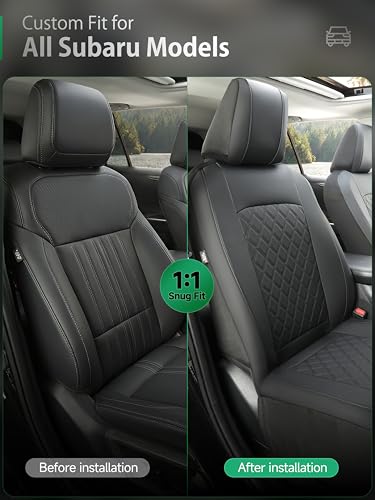 Image of GIANT PANDA 2PCS Front Seat Covers for Subaru Outback Forester Crosstrek Legacy Impreza, Faux Leather Bucket Seat Cover Fit Subaru Seat Protectors-Solid Black
