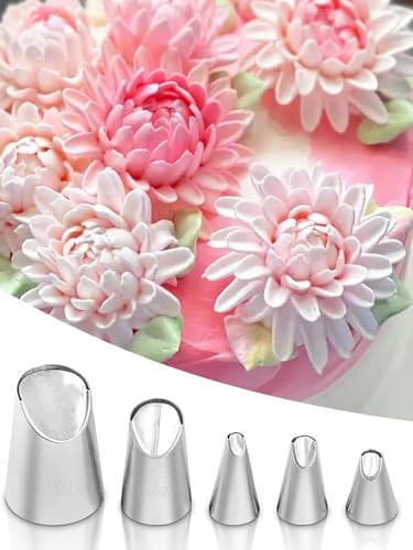 Chrysanthemum Sunflowers Peony Piping Nozzles Set,Rose Flower Petal Ruffle Tulip Piping Tips 81 80 79 402 202L,Cake Decorating Tips Cupcake Pastry Tool