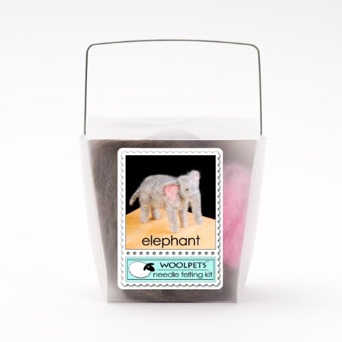 WoolPetsElephant Wool Needle Felting Craft Kit by WoolPets. Made in the USA.