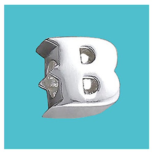 Perlina in argento puro 925 massiccio, lettera B