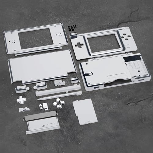 Image of eXtremeRate Chrome Silver Replacement Full Housing Shell for Nintendo DS Lite, Custom Handheld Console Case Cover with Buttons, Screen Lens for Nintendo DS Lite NDSL - No Console