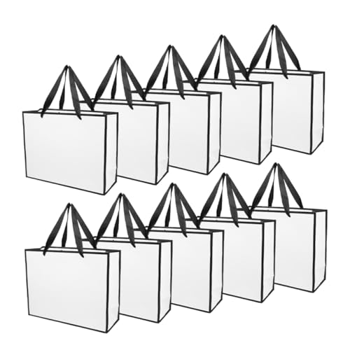 Paquet Papiers Présents Haute Qualité Blanc Bord Noir - 20 Sacs Pratiques avec Poignées