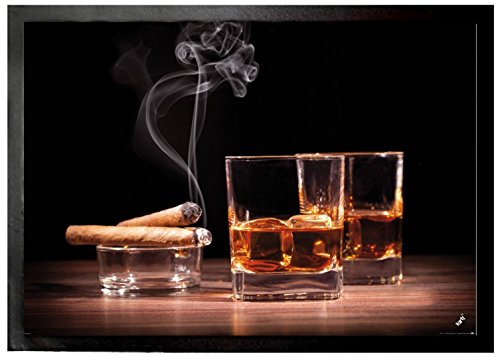 1art1 Alkoholische Getränke Whiskey Und Zigarren Fußmatte Dekomatte Innenbereich | Design...