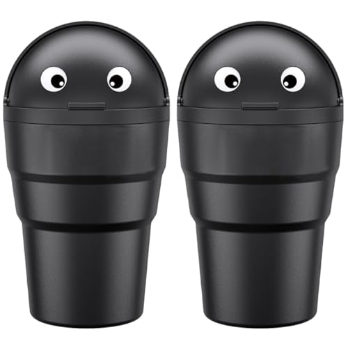 Mini bote de basura para coche Holibanna negro de plastico de 520ml pack de 2