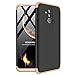 Produktbild Homikon 360 Grad Hart PC Hülle 3 in 1 Komplettschutz Tasche Plastik Handyhülle mit Tempered Glas Panzerglas Ganzkörper-Koffer Schutzhülle Kompatibel mit Huawei Mate 20 Lite - Schwarz Gold