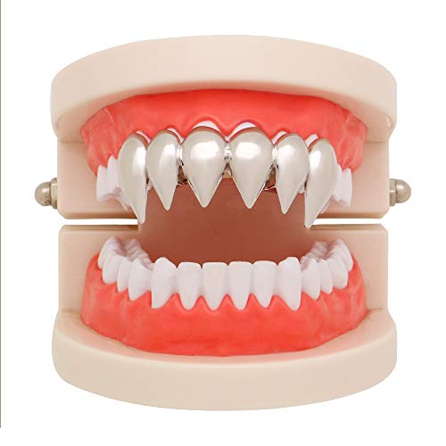 18K Gold Silver Plated Hip Hop Top Vampire Fangs Teeth Grillz
