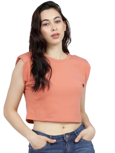 Image of Tokyo Talkies Women's Sleeveless Round Neck Solid Tops| Stylish Casual wear