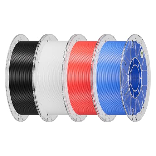 ⚡ Creality Hyper PLA Filament 1.75mm Bundle 4KG, RFID 3D Printer Filament for High-Speed Printing up to 600mm/s, ±0.03mm Accuracy, 3D Printing Filament for Most 3D Printers (Black&White&Red&Blue)