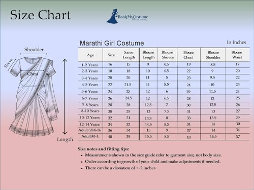 Image of BookMyCostume Maharashtrian Marathi Kasta Sari Lavani Dance Fancy Dress Costume for Girls 5-6 years