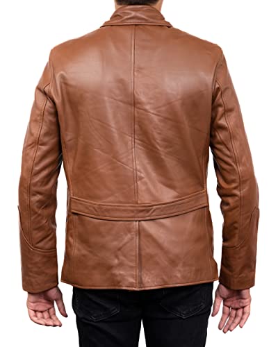 Image of Jild Lambskin Leather Jacket Men Casual Coat - Notched Collar Classic Bond's Style Ultimate Leather Blazer for Men