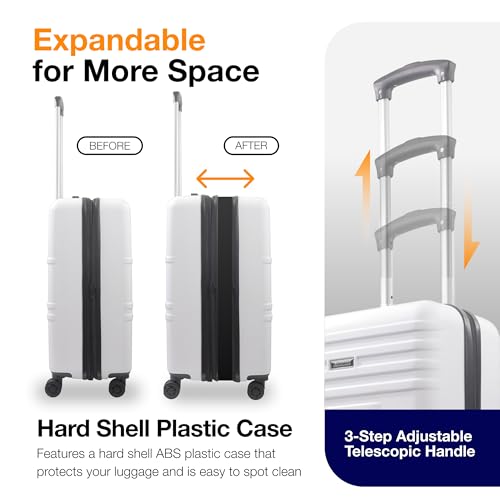 American Dreamliner 22.5 Inch Carry On Luggage, Hardshell Rolling Suitcase with Spinner Wheels, White4