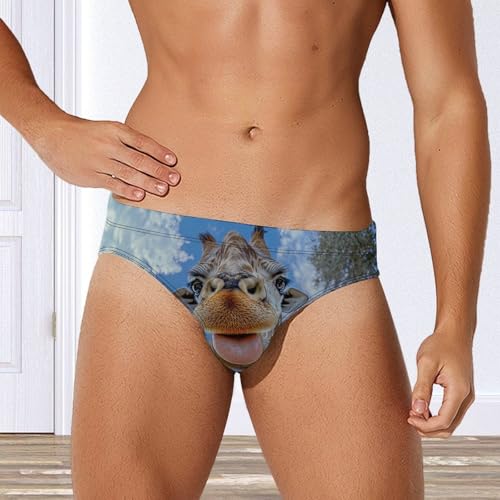 Selfie Photo of Giraffe Novelty Men's Brief Swimwear Pants Swimming Trunks Beach Shorts Underwear4