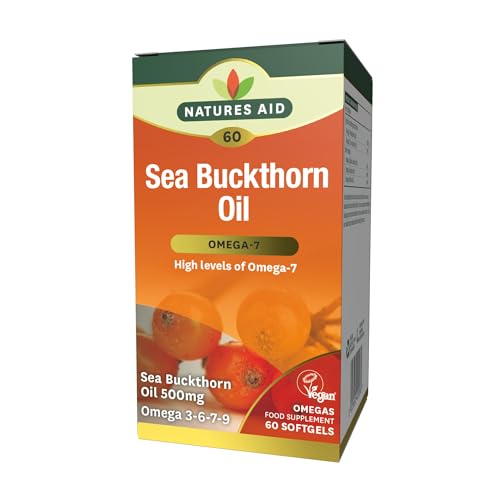 Natures Aid Sea Buckthorn Oil 500mg Omega-7-60 Softgels