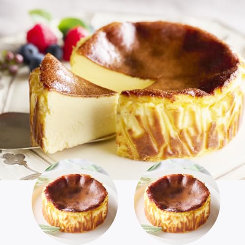 半熟で濃厚な味わいのバスクチーズケーキ 選べるフレーバー お取り寄せ 洋菓子 冷凍ケーキ 誕生日 クリスマス こんがり キャラメリゼ (11 プレーン 2個) :B140-019