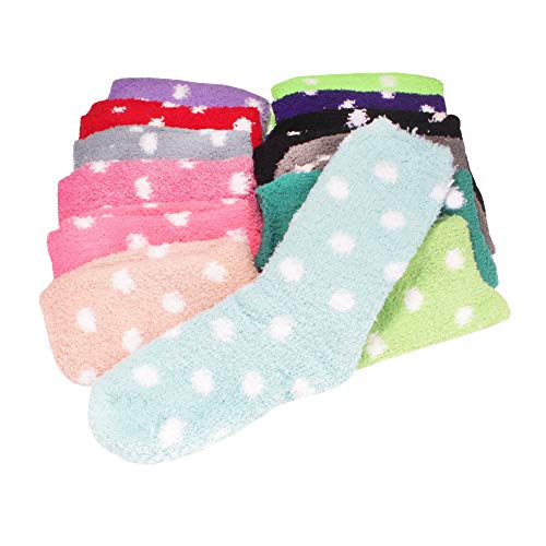 Image of BambooMN Colorful Fuzzy Socks - Assorted Super Soft Warm Microfiber Comfy Home Socks - Value Pack