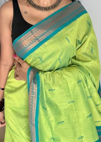 Image of South Cotton Gadwal Saree for Women | Celebrity Inspired Traditional Ethnic Wear | Chettinad & Kalyani Cotton Sarees | Soft Cotton Saree with Blouse Piece