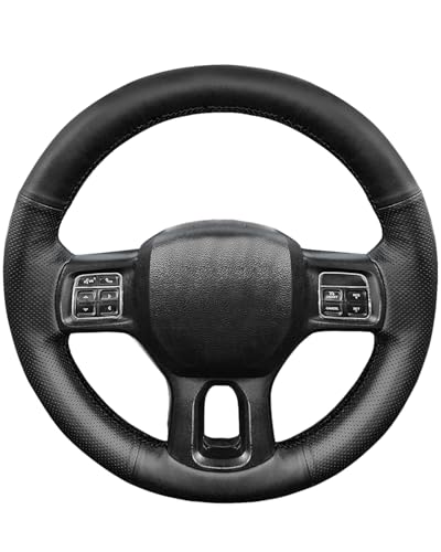 Belinous Leather Steering Wheel Cover Lace Up, Genuine Leather Hand Stitched, Steering Wheel Wrap Compatible with Dodge Ram Heavy Duty 2013-2019 1500/2500/3500/4500/5500 (W/O Mark)