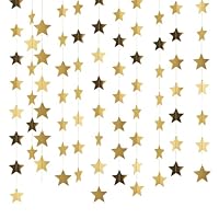 AYESY Glitzer Stern Girlande, 6 Stück 4m 78 Fuß Sternen Papier Girlande Deko Hängende Sternengirlande Papiergirlande mit Reflective für Geburtstag Karneval Jubiläen Hochzeiten Partydeko (Gold)