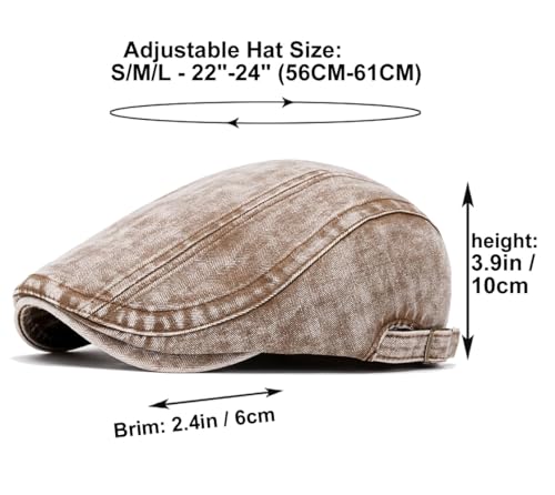Image of Quanhaigou Men's Cotton Flat Ivy Gatsby Newsboy Driving Hat Adjustable Irish Cabbie Ivy Driving Hunting Cap