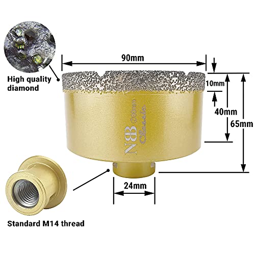 NBB vacuum brazed diamond hole saw with M14, Classic Golden type - Image 2