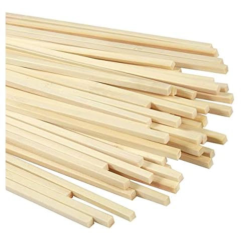 Bamboo Strips,50 pcs Natural Square Bamboo Sticks Wood Strips Wooden Stick Dowel Rods Craft Sticks Lollipop Lolly Stick Pole Wrap Dowelsdowel Rods,for DIY Candy Projects,30cm*5mm Cover