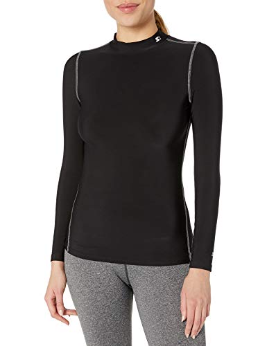 Starter Women's Long Sleeve Mock Neck Athletic Light-Compression T-Shirt, Amazon Exclusive, Black, Medium