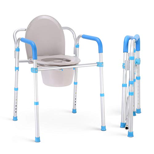 Health Line Massage Products Bedside Commode Chair - 3 in 1 Aluminum Folding