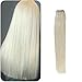 Produktbild Hetto 22 Zoll Haar Frauen Gerade 100g/Bündel Sew in Hair Extensions Human Hair Brazilian 60 Platinum Blonde Extension Hair Natural Remy Hair Bündel 100 Remy Webart bündelt