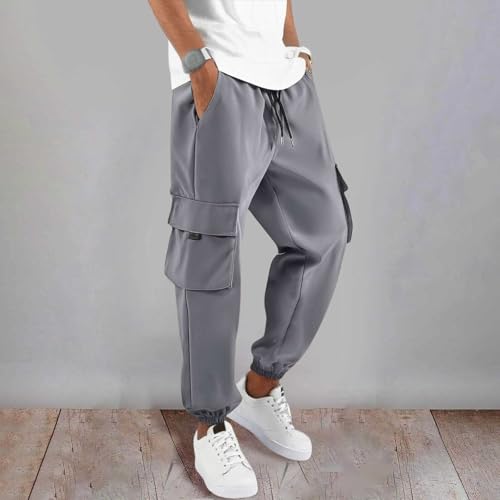 Men's Overalls Jogging Pants Casual Pants Draw Rope Elastic Waist Sports Outdoor Running Mens Workout Pants with3