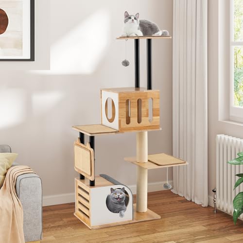 Tangkula Modern Cat Tree torre para gatos multi-nivel miniatura 3