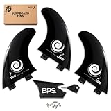 BPS Fiberglass Reinforced Surfboard Fins (3) + FCS Screw Hardware and Wax comb! Glass Flex Thruster Surf Fin Set (FCS G5 M5 Style) Black - Tri Fin Thruster Set Surfboard fins Fcs fins surfboard