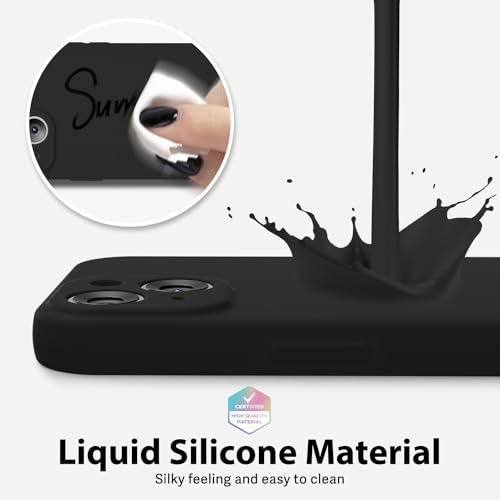 oakxco for iPhone 15 Phone Case Liquid Silicone, Cute Thin Slim Grip Soft Rubber Gel for Women Men, Smooth Matte TPU Plain Solid Color Girly Simple Case with Camera Cover Protection, Black by oakxco - Image 4