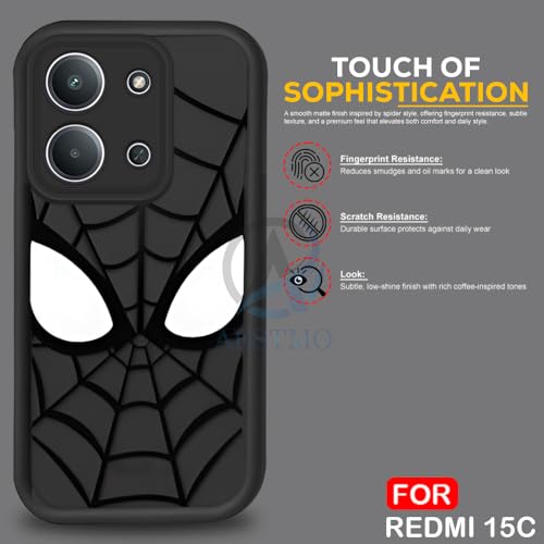 Image of AESTMO Back Case Cover for Redmi 15C 5G / Poco C85 5G Cover | Spidey Face Mask Design | Silicone Case | Full Body Protection | Camera Protection Back Cover for Redmi 15C 5G / Poco C85 5G (Black)