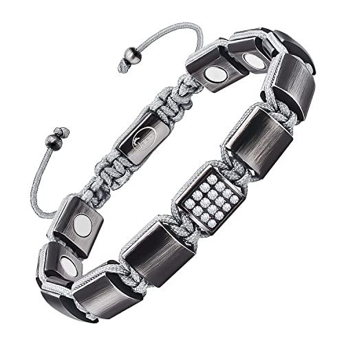 JEROOT Pulseras Magneticas, Ajustable Titanio-Acero Terapia Pulseras Magneticas para Hombre Pulsera Magnetica Mujer para Aliviar el Dolor Pulsera Magnetica Curativa 43.3g (3500 Gauss) Cover