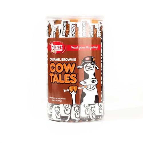 Goetze's Candy Caramel Brownie Cow Tales - 2.25 Pound Canister (36 Ounces) - Fresh from the Factory