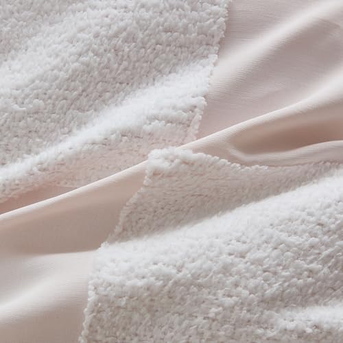 Image of Kids Comforter Set Bedding Set Bed in a Bag for Boys and Girls Toddlers Printed Sheet Set and Comforter, Twin, Chenille Checkered Blush Pink