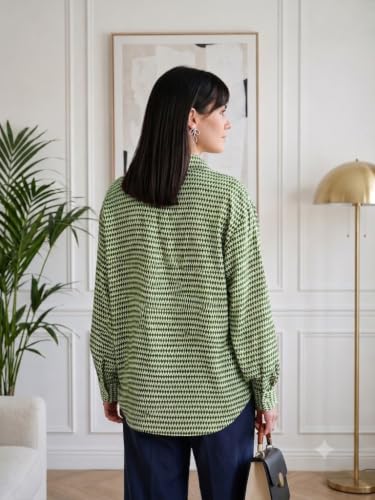 Image of OOMPH! Women's Printed Shirt | Full Sleeves | Collared Neck | Curved Hem | Casual Shirt for Women