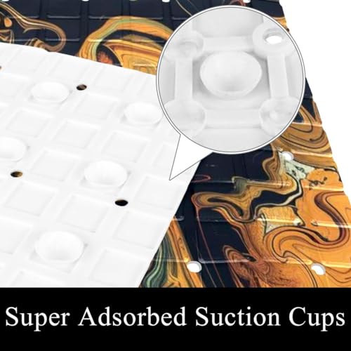 Tapis de bain antidérapant Art Abstract extra long en PVC avec ventouses pour douche - 4