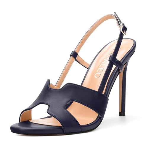 NUMALEO High Heel Sandals for Women Open Toe Slingback Stiletto Heels Sexy Strappy 4 inch Heeled Sandals Dress Shoes For Party Wedding