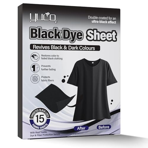 Black Dye Sheets 15 Sheets,Powerful Black Fabric Dye,Suitable for Faded Black Garments,Washing Machine,Hand Wash,Tie-dye