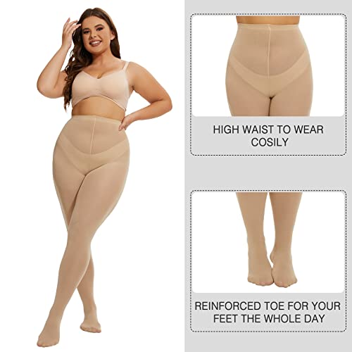Image of MANZI Plus Size Tights for Women Queen Size Nylons Stockings Pantyhose