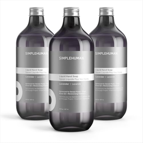 simplehuman Lavender Liquid Hand Soap Refill Bottle 3-Pack 30 fl. oz. Each Gentle & Refreshing Rosewood Herb Aroma Moisturizing Vitamin E Sulfate & Paraben Free for simplehuman Sensor Pump