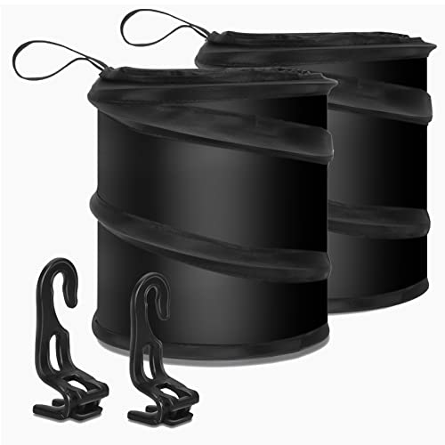 CiCiKiea Car Trash Can, (2 Pack) Collapsible Pop Up Trash Bag for Car, Universal Traveling Portable Garbage Bin Waste Basket Bin Rubbish Bin with 2 Car Seat Hook for Garbage to Organize Car-Black
