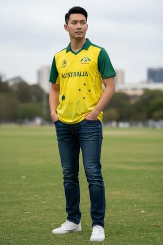 Cricket T-Shirt Sports Jersey Top – Men Women Unisex Short Sleeve Cricket Shirt for Australia India Pakistan England Afghanistan Sri Lanka Breathable Lightweight Sportswear