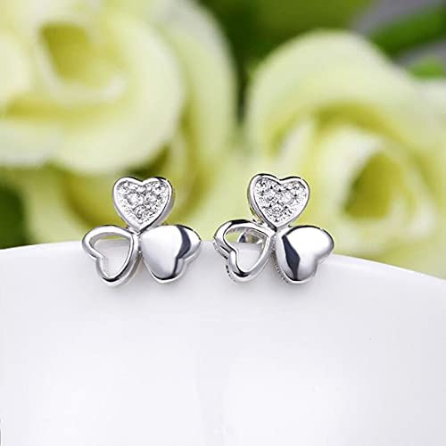 Boucles d'oreilles cœur de mariage et trèfle transparent chic
