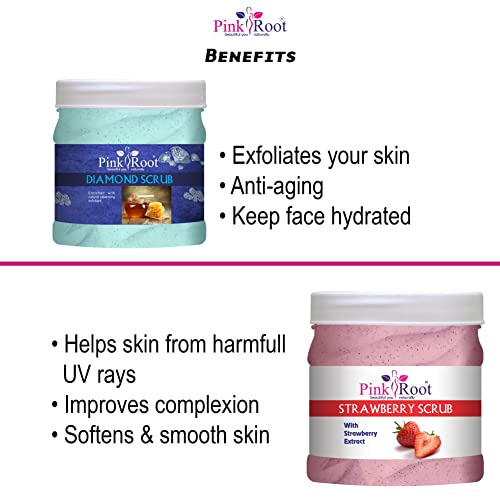 Image of Pink Root Diamond Scrub 500gm with Strawberry Scrub 500gm
