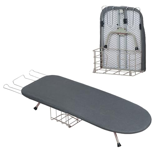Planche à Repasser Pliable avec Repose,Tischbügelbrett Bügelbrett Klappbar,Table à Repasser Compacte avec Revêtement en Coton,Peu Encombrante,avec Support pour Fer à Repasser,81 x 30 Cm (Gris Foncé)