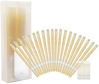 20 Pcs Ear Candles, Natural Ear Candles Beeswax Candling Cones (Drip Protectors Disks +Wooden Cotton Swab,Ear Wax Remover Candle Kit with Natural Organic Beeswax for Blocked Ears (A, One Size)
