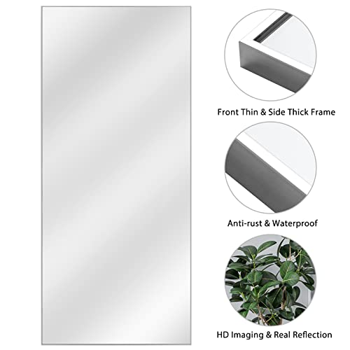 Image of NeuType Full Length Floor Mirror - Large Wall /Bathroom /Bedroom Standing Mirror, Home Gym, Metal Frame, Silver, 71 inchx32 inch, No Stand