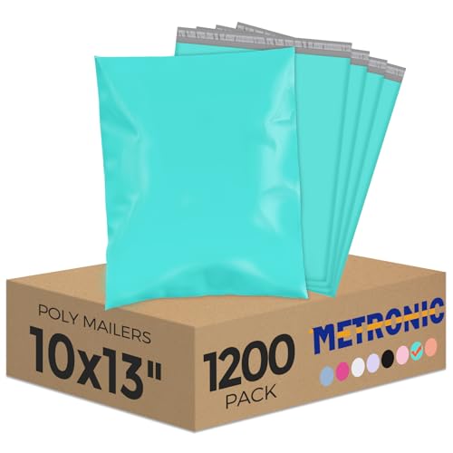 Image of Metronic Poly Mailers 10X13 1200Pack, Strong Adhesive Shipping Bags for Clothing, Waterproof Shipping Envelopes Mailers Poly Bags for Small Businesses, Flexible Packages Bags Teal